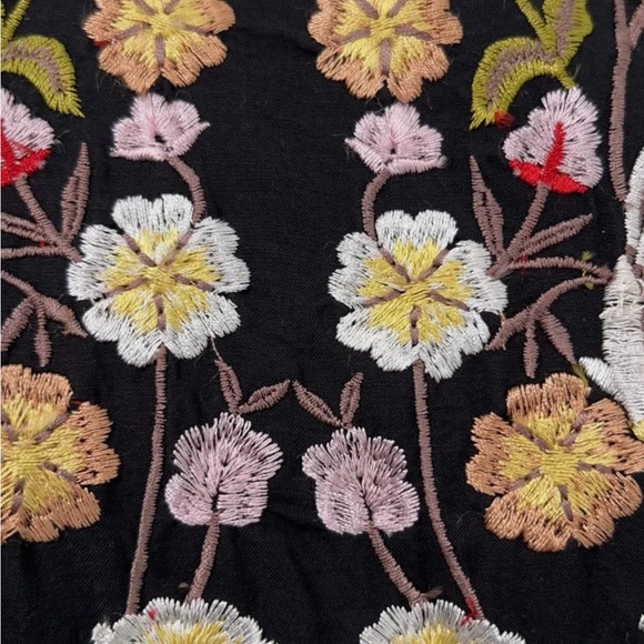 Anthropologie Samant Chauhan Jacaranda Dress 4P Black Embroidered Maxi - Picture 4 of 8